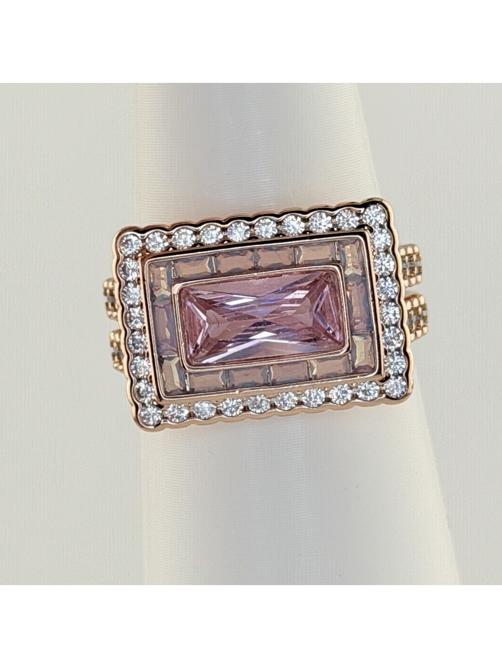 Bomb Party Ring Sz 8 "The Calista Ring" Rose Quartz & Moonstone on Rose Gold